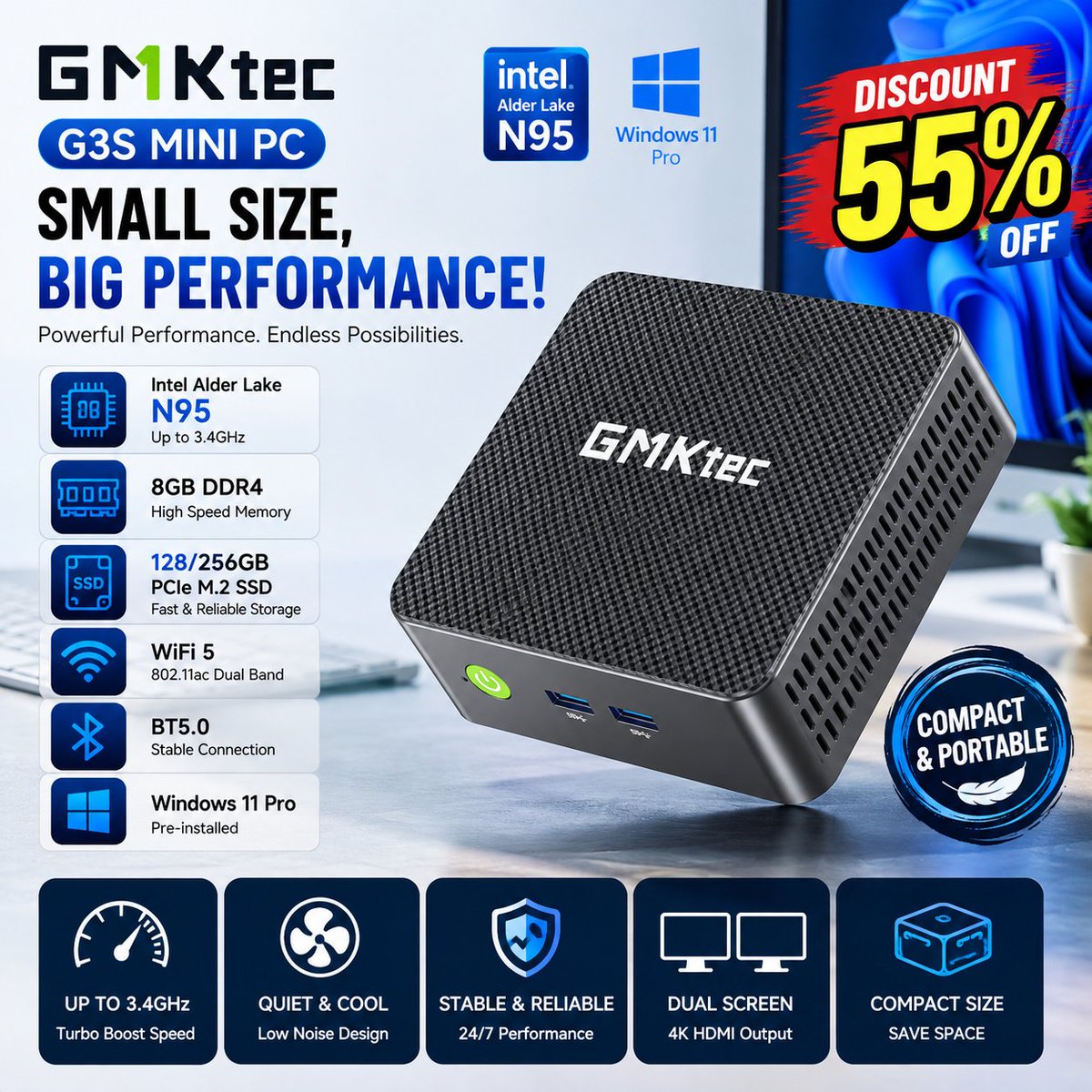 SultanaSheli's tweet photo. GMKtec G3S Mini PC Intel Alder Lake N95 Windows 11 Pro Mini PC 8GB DDR4 128/256GB PCIe M.2 SSD
๐๐Buy now: https://t.co/aYliUmQ6u0
๐ฅ๐ฅ Discount: 55%๐ฅ๐ฅ
https://t.co/340uxLAoo5
#mini_pc #gaming_pc #pocket_pc #gaming_desktop_computer #gaming_laptop #intel #ryzen #nvidia https://t.co/6HlDsIzf63