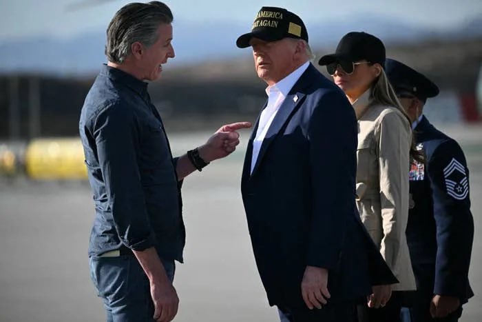 GovPressOffice's tweet photo. Donald Trump is coming to California for the first time in 18 months — not to deliver the federal disaster aid Los Angeles wildfire survivors have been waiting for, but to raise money for himself and attack California with the same tired falsehoods.

Want to talk about crime? Since Governor Gavin Newsom took office, crime has fallen across EVERY major category: homicides are down 20% (the lowest rate since 1966), robberies are down 31%, property crime is down 24%, motor vehicle theft is down 19%, and violent crime is down 3%.
https://t.co/rhupizOPrL

Want to talk about fraud? California has been rooting out fraud and holding bad actors accountable for years — not pardoning them. See for yourself: https://t.co/nx5AkOizUc.

Want to talk about taxes? Working families pay less HERE than states like Texas and Florida. And Californians are paying more at the pump because of Trump’s war with Iran, which drove up the cost of gas and groceries for working families across the country.
https://t.co/Snv6Jz8j31

More than anything, we’d like the President to keep the promise he made on January 24, 2025: to “take care of Los Angeles.” 

18 months later, survivors are still waiting.

And while you’re here, Mr. President, welcome to the world’s fourth-largest economy — growing faster than Texas and Florida combined. Enjoy your stay.