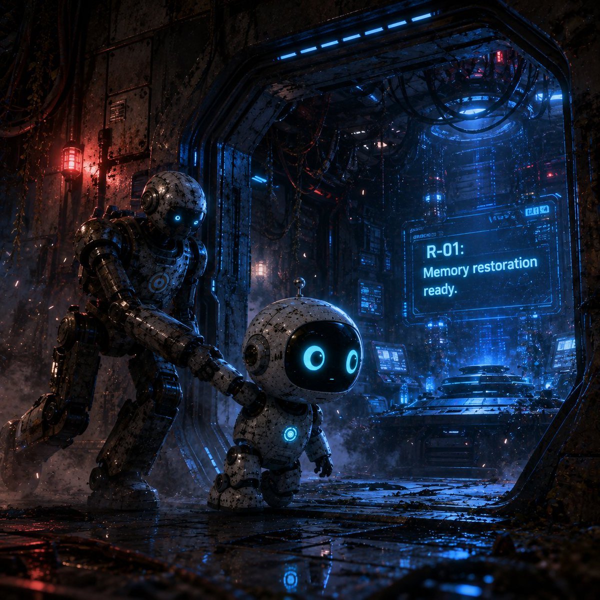 weroamxyz's tweet photo. The Story Chain moves forward with @nodelab’s continuation as Chapter 4. 🏆

Chapter 4

The older machine pulled R-01 into a hidden tunnel as red searchlights filled the streets.
Deep underground, they found a locked chamber. The door opened when R-01 touched it.
Inside, a single message flashed:
“R-01: Memory restoration ready.”

What happens next? Continue the story in the replies below. 👇