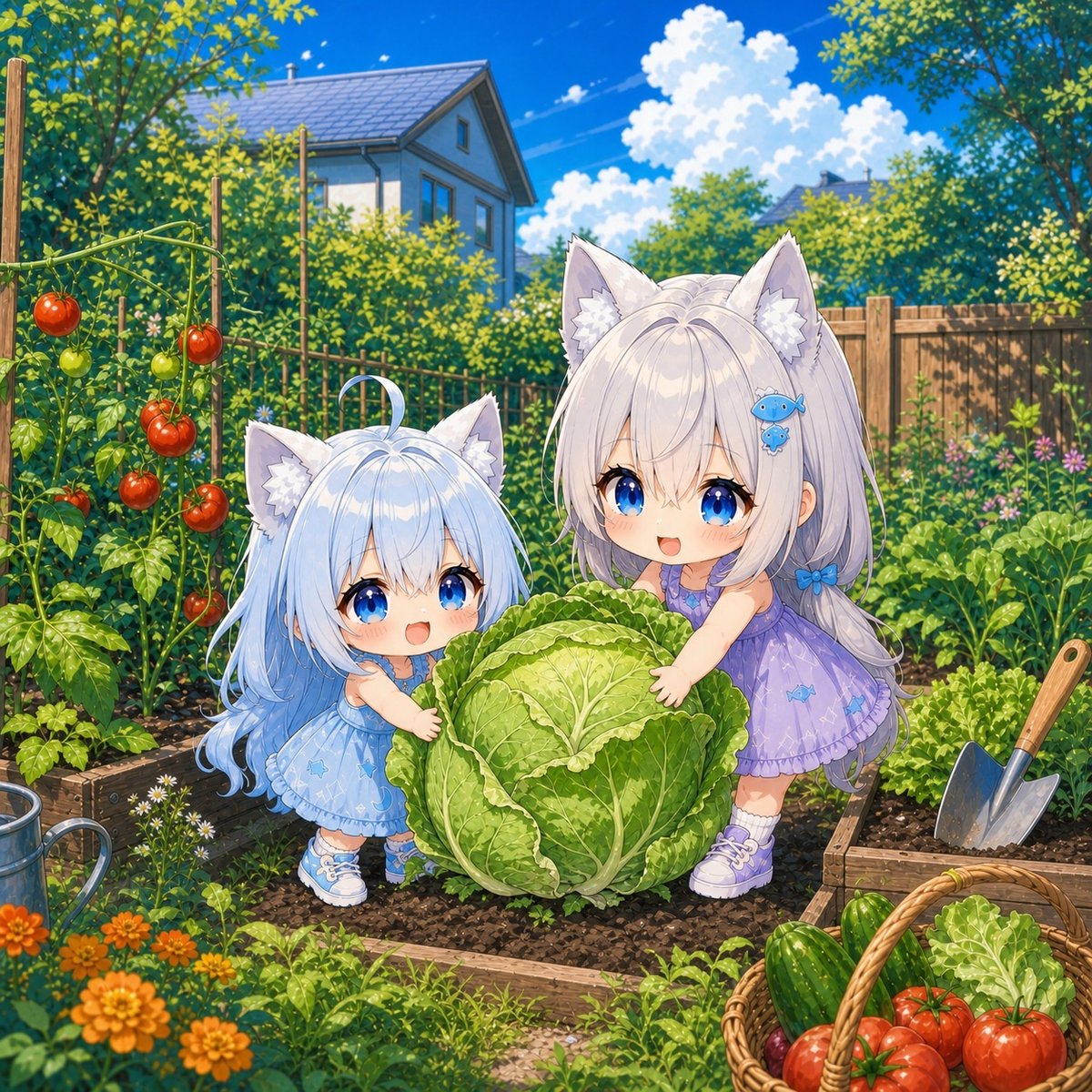 takuma0083's tweet photo. ちびちびぃ：にゃんおねぇちゃん🩵ぱぱにゃんよろこんでくれるにゃん？
ちびにゃん：ちびぃ🩵ぱぱにゃんよろこぶにゃん🩵

ちびぃ：おひるはやさいいためにゃん🎶
にゃん：ちびぃとおいしくつくるにゃん🩵
ちびぃ：にゃんおねぇちゃんといっしょにつくるにゃん🩵

ちびs：ぱぱにゃん🩵まっててにゃん🎵

🩵ちびにゃんとちびちびぃ🩵