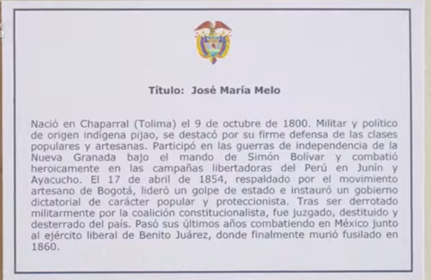 emiliolagos1's tweet photo. José María Melo, el primer presidente indígena de Colombia. https://t.co/5D2pgYiuH4