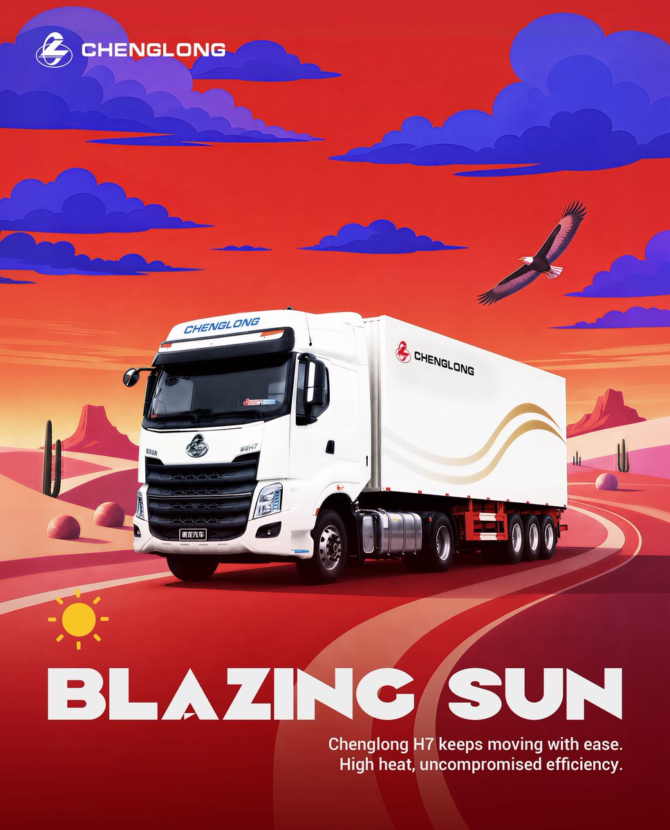 ChenglongGlobal's tweet photo. The sun shows no mercy. Neither does the road. ☀️🚛
Chenglong H7 keeps moving through the heat, delivering every mission with confidence.
#Chenglong #H7 #TruckLife #BuiltForTheHeat #KeepMoving https://t.co/psjb2aEiVn