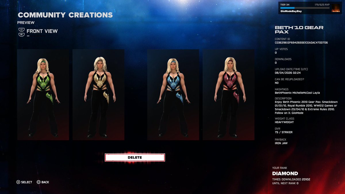 GiioMode's tweet photo. The Glam Slam 🐦‍🔥 

Beth Phoenix 2009 &amp; 2010 Gear Packs are available for download in #WWE2k26

Tags: BethPhoenix

Attire Creator: GioModeBayBay

#WWE #BethPhoenix #Glamazon #DivasofDoom #WomensChampions #Divas #CommunityCAW #WomensWrestling #WWEGames #WWEDivas https://t.co/4BgLbmW3XI