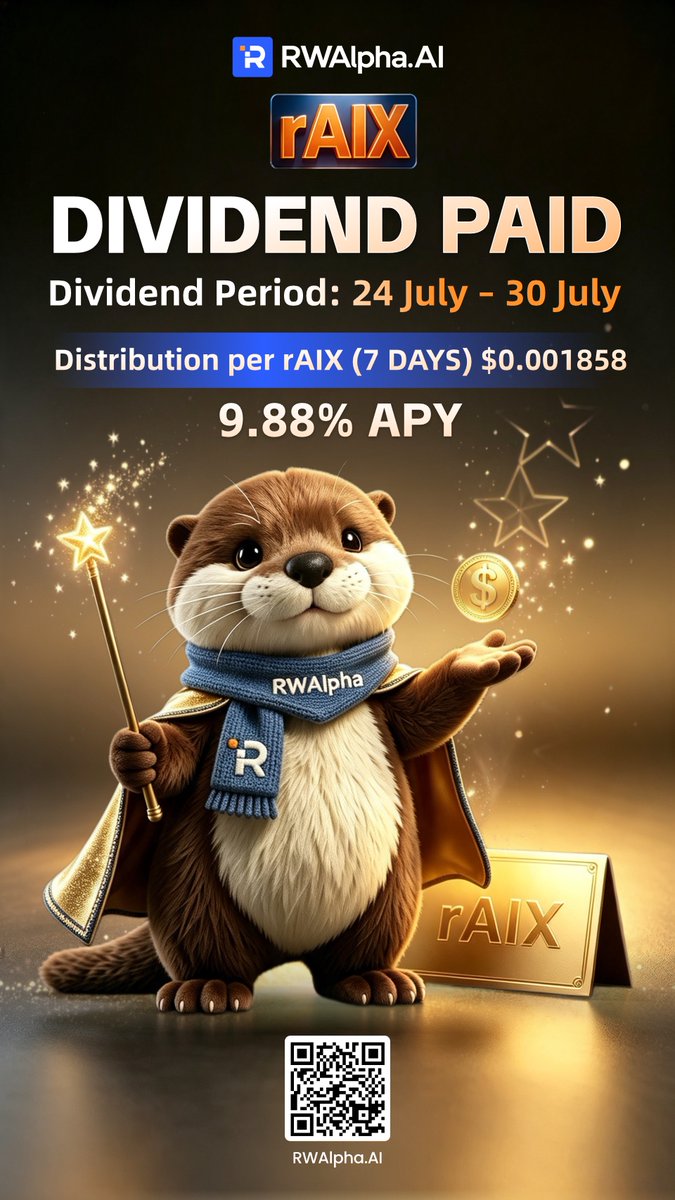 RWAlpha_AI's tweet photo. 🌍Where real yield begins. rAIX Vault | 9.88% APY. Designed for sustainable growth.
#RWA #rAIX #StocksTokenization