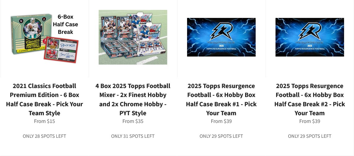 BuckCityBreaks's tweet photo. We have new Topps Football breaks on https://t.co/KZ41EKmTVD and even a blast from the past w/ a half case of 2021 Classics Premium 🙌

Spots are movin' 👀

Who's got next?!? https://t.co/E3toxjwyZi