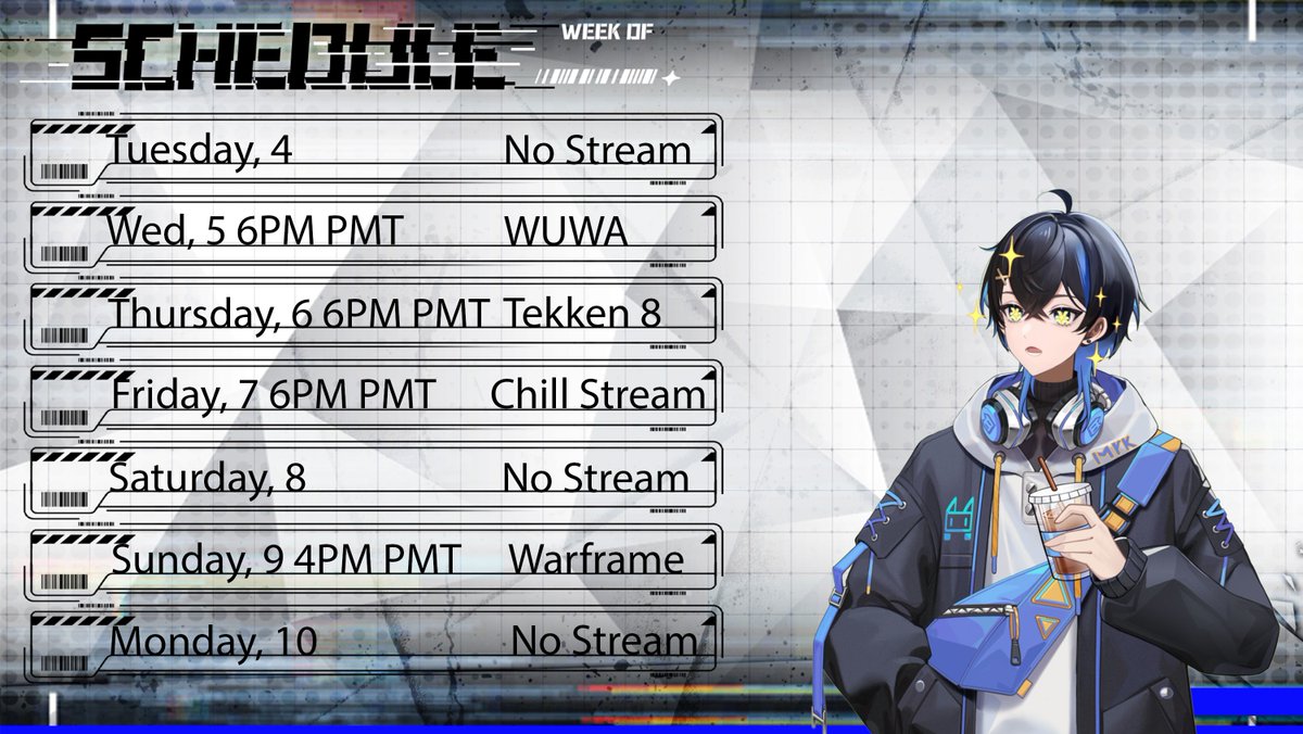 HaruW_Ch's tweet photo. This week Schedule from the 4th to 10th.

Monday will be my schedule posting day until further notice 

But see yall on Wednesday for WUWA as we are gathering materials for SUISUI and her weapon https://t.co/v7fC0Q9O2P