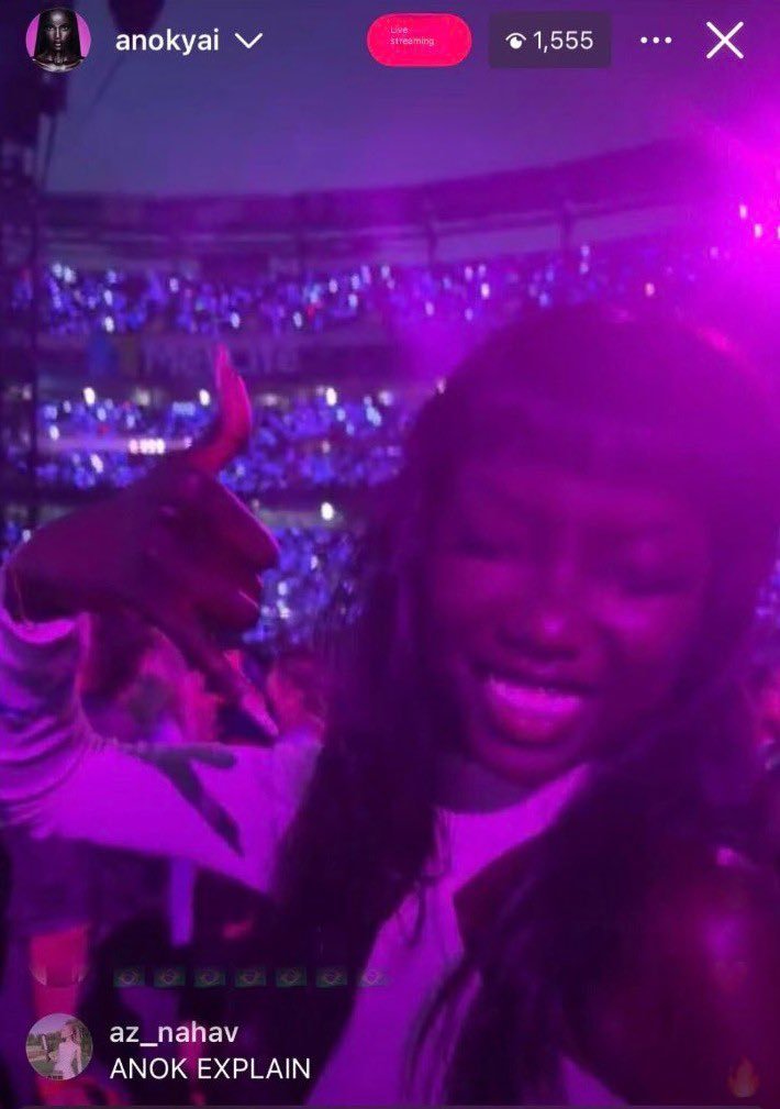 btsbase07's tweet photo. Supermodel Anok Yai was spotted at BTS' SOLD-OUT concert at MetLife Stadium, where she also went live during the performance.

— “All 7, I'm greedy.” https://t.co/4Y3bqZfKVR