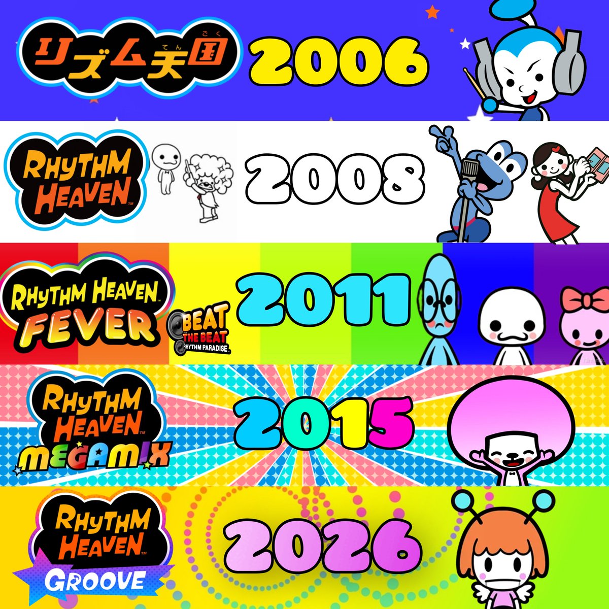 Tito69619339's tweet photo. #rhythmheaven #リズム天国 #リズム天国20周年
Happy 2️⃣0️⃣th Anniversary to Rhythm Tengoku ☆
And to the Rhythm Heaven series 🎶🌈🌟 https://t.co/K1Xchwv8fF