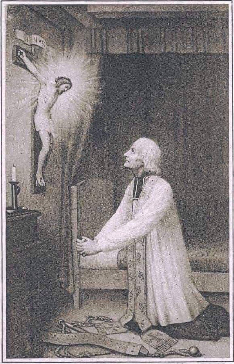 father_rmv's tweet photo. “The sign of the cross is the most terrible weapon against the devil. Thus the Church wishes not only that we have it continually in front of our minds to recall to us just what our souls are worth and what they cost Jesus Christ, but also that we should make it at every juncture ourselves: when we go to bed, when we awaken during the night, when we get up, when we begin any action, and, above all, when we are tempted.” (St. Jean Marie Vianney)