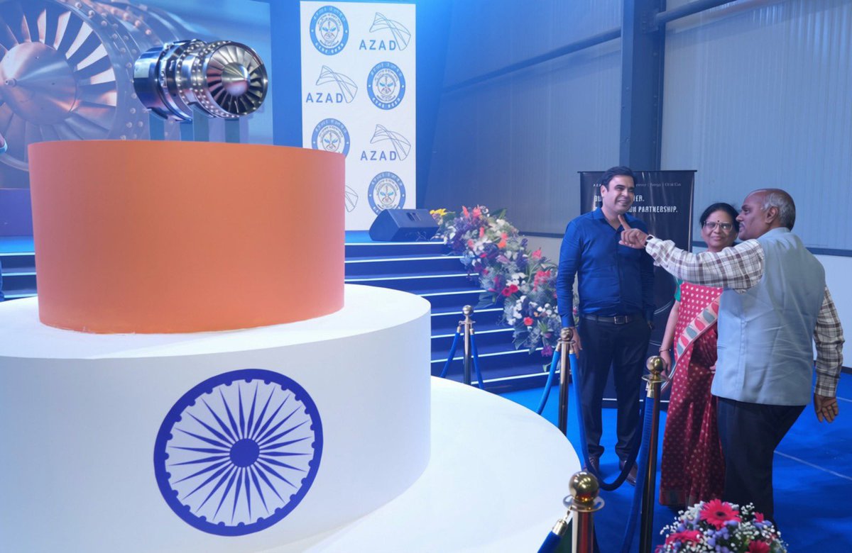 KTRBRS's tweet photo. A proud milestone for Hyderabad and India!

Congratulations to @AzadEngOfficial and @DRDO_India on the successful manufacturing and delivery of India's first indigenous 350 kg thrust-class expendable turbojet engine

Built in Hyderabad by @AzadEngOfficial, this engine significantly strengthens India's indigenous propulsion capabilities and defence self-reliance

Jet engine technology demands exceptional precision, advanced metallurgy and world-class manufacturing. This achievement reflects the strength of Hyderabad's aerospace and precision engineering ecosystem, built over decades and significantly strengthened over the last decade

Congratulations to the teams at @AzadEngOfficial, and @DRDO_India on this historic achievement. 

Jai Hind!