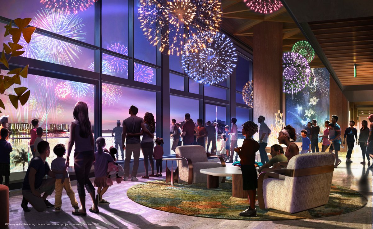 DisneyParks's tweet photo. From sunrise sips to fireworks ☀️🎆 A look at spaces coming to Lakeshore Lodge at @WaltDisneyWorld 👀 https://t.co/ZG8gvQVDzy