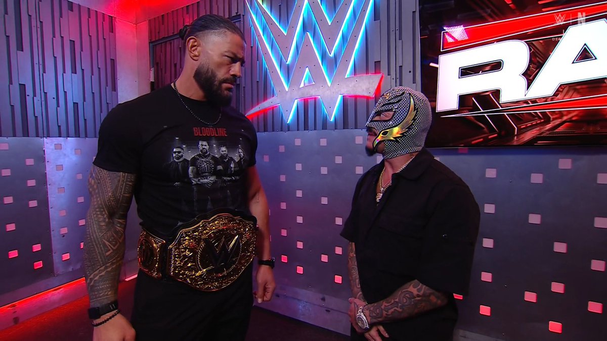 EliteClubS0B's tweet photo. Rey Mysterio: “You know I'm the General Manager of AAA, right?”

Roman Reigns: “I do now.”

Rey Mysterio: “Let me run something by you.”

ROMAN REIGNS WORKING AAA?! OMG. 🤯🔥

#WWERaw https://t.co/2kE7TvTFa0