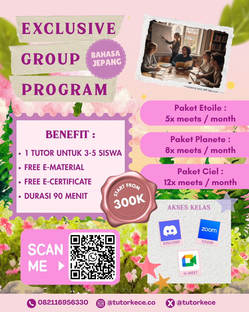 tutorkece's tweet photo. Insecure ngeliat yang lain udah pada fluent? Yaa makanya ngajak bestie upgrade bareng! π
β¨
Exclusive Group Bahasa Asing (minimal ber-dua langsung mulai)
β οΈKuota terbatas, siapa cepat dia pinter!
π© DM/WA sebelum slotnya disikat yang lain!
#bealanja #zonauang #GroupOnline https://t.co/r5T6qOSwoY