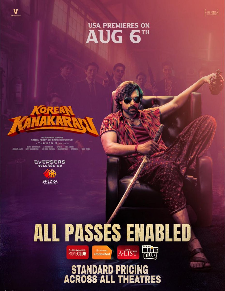 AndhraBoxOffice's tweet photo. #KoreanKanakaraju with All Passes Enabled and standard ticket prices in USA! 

#KoKa Premieres on 
August 6th. https://t.co/Judil3d874