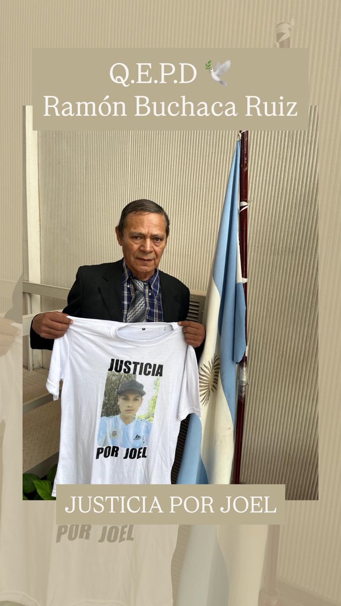 Escudero240's tweet photo. MURIÓ EL PADRE DE JOEL SIN VER A LOS ASESINOS DE SU HIJO DETENIDOS
Con dolor despedimos a Ramón, quien luchó cuatro años y medio por justicia para Joel. Su partida no termina con ese reclamo: seguiremos exigiendo verdad y #justicia.
Descansá en paz, querido Buchaca
@todonoticias https://t.co/6FFOl6lnZK