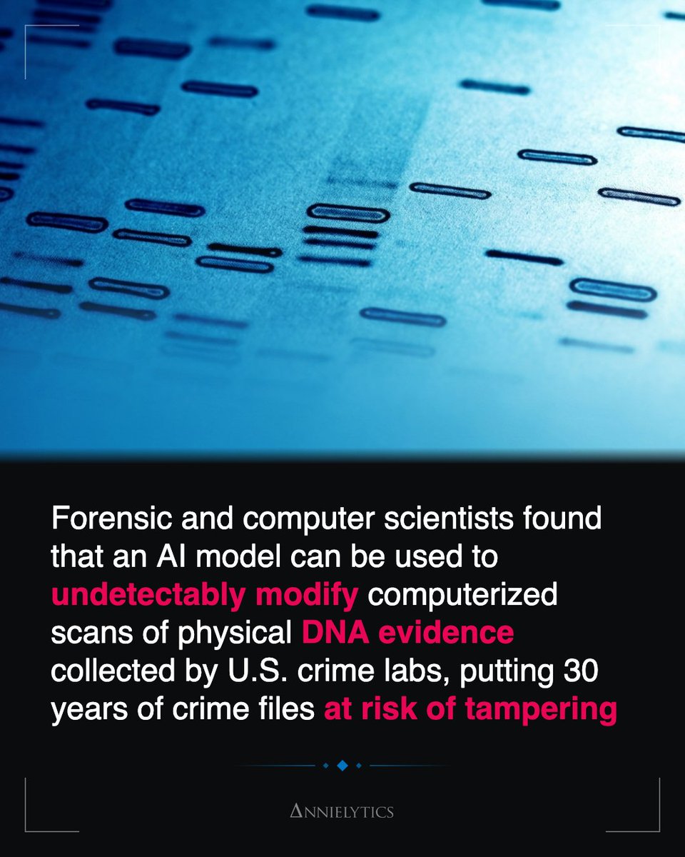 AnnieCushing's tweet photo. Thermo Fisher Scientific said there were no known instances of the vulnerability being exploited, but the researchers have said that they could not find a way to detect if tampering had taken place. In one instance a researcher was able to modify a file using Anthropic's Claude model.

Some of the sealed files used a more advanced encryption algorithm, but one researcher was able to find and use a decryption key available on the internet to crack into these files.

#AI #ArtificialIntelligence #AITools #Anthropic #AIAgents #DNA #DNATesting #AIResearch #ResponsibleAI #AIStudy