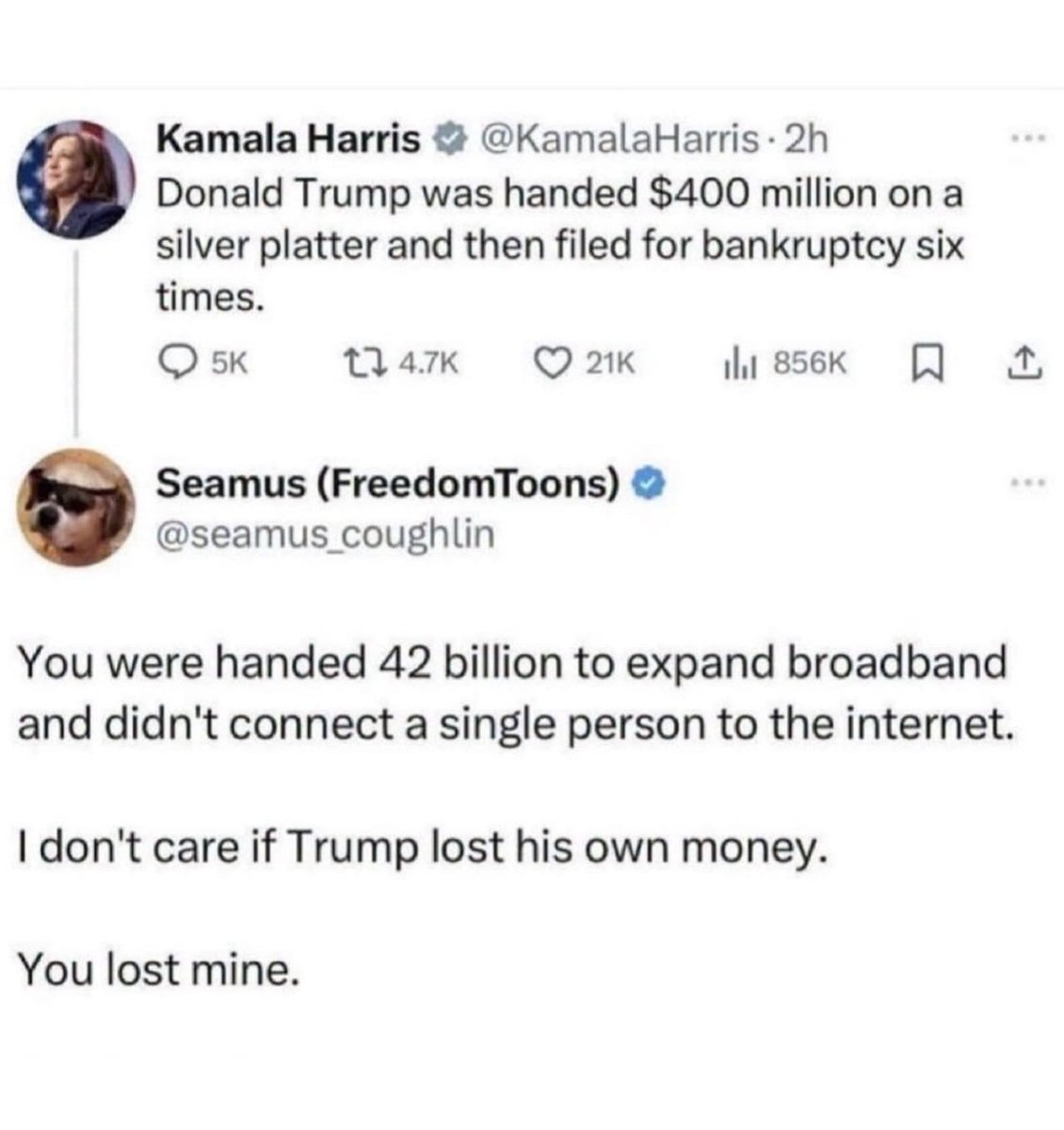 MeenWutu3785's tweet photo. @KamalaHarris @NatUrbanLeague We haven't forgotten. Oh, and nice pronouns, ret@rd. These are better: I/Lost. 😆 https://t.co/u4skhLG6wk