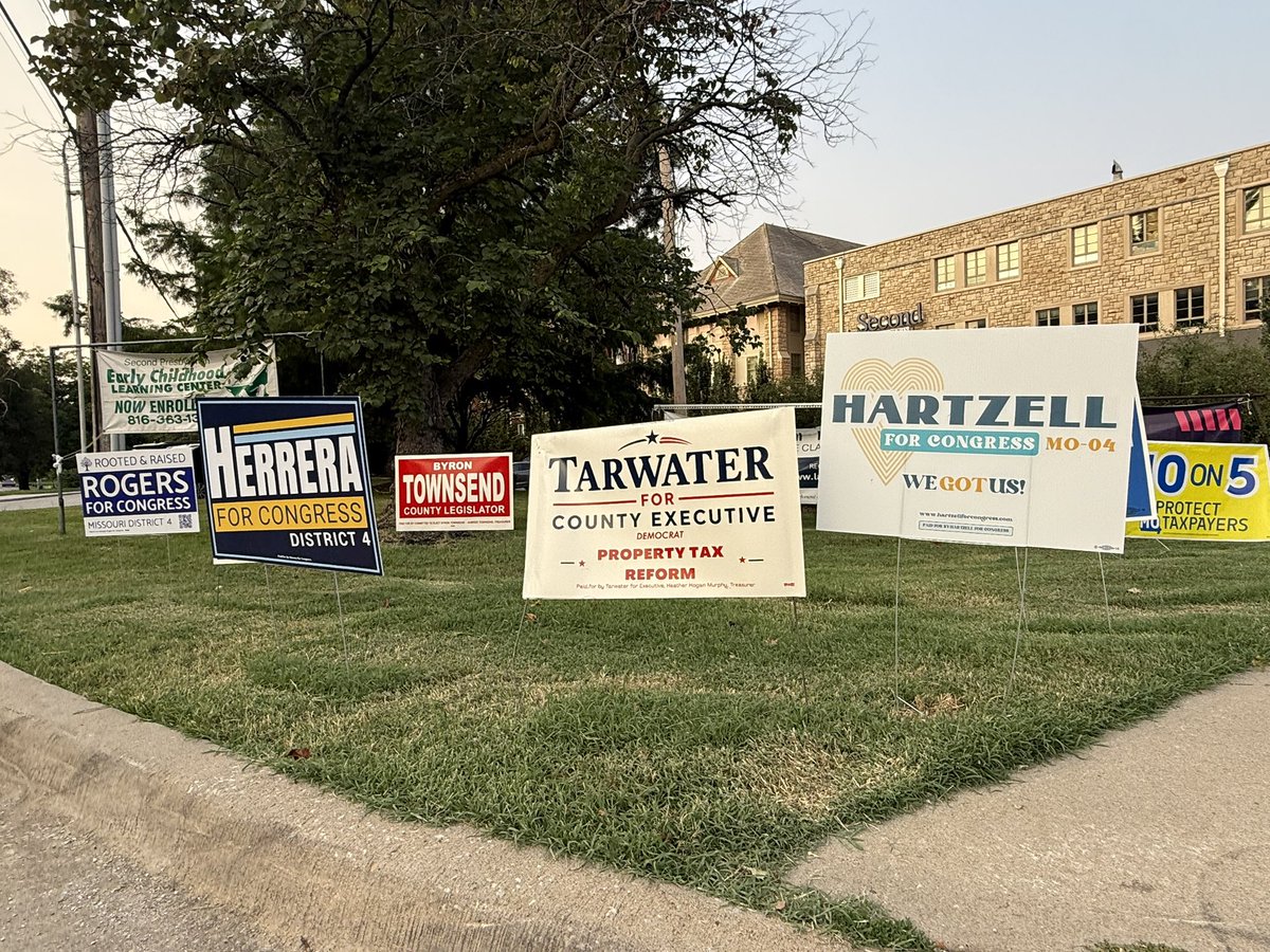 HartzellForKC's tweet photo. Tomorrow is Election Day, and we’re out talking with voters, encouraging everyone to show up and make their voices heard.

Polls are open from 6:00 AM to 7:00 PM. If you’re in line by 7:00 PM, stay in line & do not leave. It is your right to cast your ballot.

VOTE NO on 4
VOTE NO on 5

We need you now, and we need to keep this fight going to flip our district from red to blue in November.

Universal health care, affordable housing, and protecting our democracy by eliminating dark money from politics aren’t radical ideas, they’re basic rights that every person deserves.

See you at the polls. 🗳️