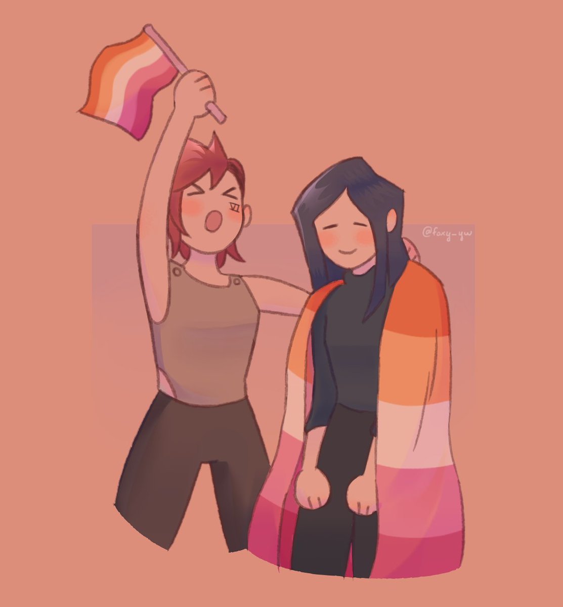 foxy_yw's tweet photo. its lesbian visibility month in brazil!!! also take this as an apology for not drawing anything during pride month, im just that burned out #caitvi https://t.co/qPWHEthQhn