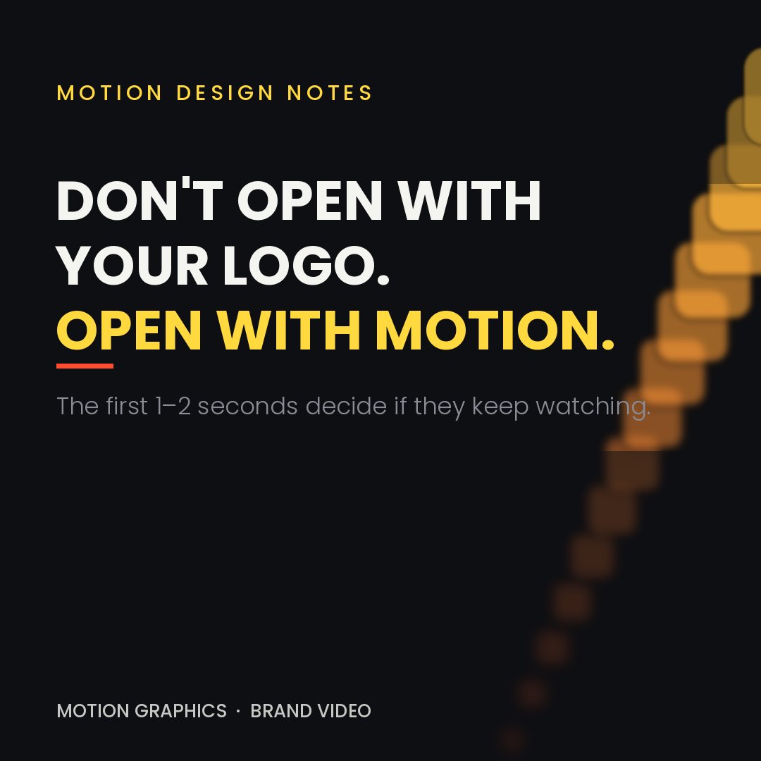 chvcks_media's tweet photo. Most brands open their videos with a logo.
That’s the scroll-past.
Open with motion instead, a shape already moving, a cut already happening. Earn attention before you introduce the brand.
Save the logo for seconds 2-6.
#MotionDesign #VideoMarketing #ContentTips https://t.co/RY4CQXAWXm