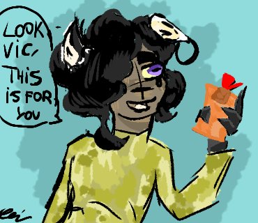ManosSuaves_'s tweet photo. AAAAH I REALLY FEEL LIKE IT LOOKS AWFUL...but I forgive myself because it's been years since I last drew digitally... 

Day 1: Gifts
#qprradiostaticweek2026 
#RadioStatic https://t.co/yyzYPJOUKs