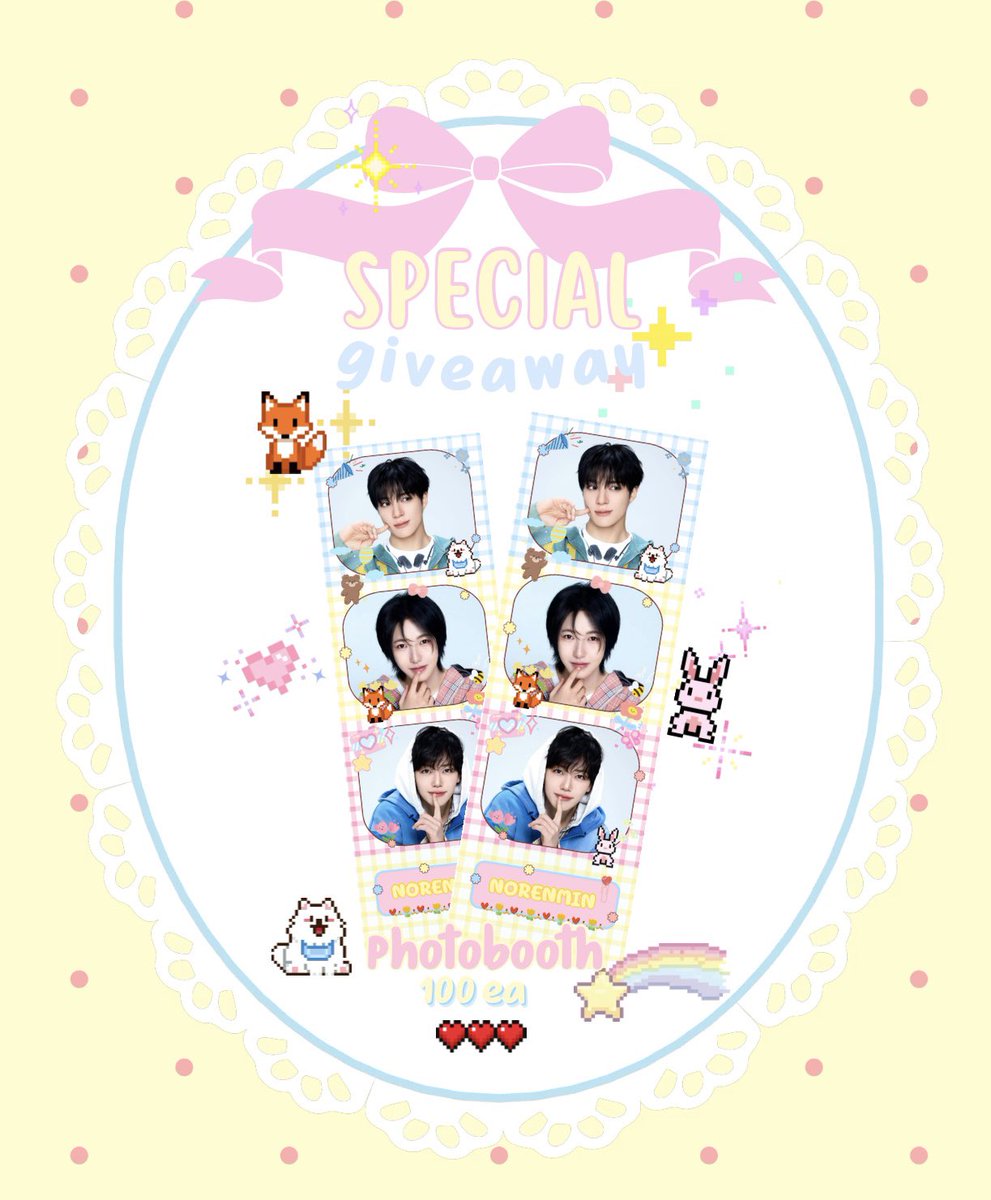 ju12nee_'s tweet photo. ✨𝗦𝗣𝗘𝗖𝗜𝗔𝗟 𝗚𝗜𝗩𝗘𝗔𝗪𝗔𝗬 ✨

𝙛𝙤𝙧 NORENMIN 𝙨𝙝𝙞𝙥𝙥𝙚𝙧

🐶🦊🐰
photo booth 100ea

Date : 7-9 Aug 2026
Location : Impact arena

#NCTJNJM_FANMEETING_TOUR
#NCTJNJM_FANMEETING_TOUR_DUALITY 
#NCTJNJM_FANMEETING_TOUR_in_BKK   #NCTJNJM_FANMEETING_TOUR_BANGKOK https://t.co/JClMBs0ypB