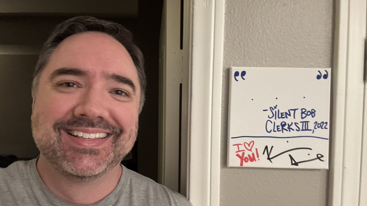 adampaulclark's tweet photo. Day 197 reminding @ThatKevinSmith about his promise to put me in one of his projects. I live in LA now! Let’s talk! I was at your birthday show last night. Bought one of your art tiles. Hope you get some cool Rocky & Bullwinkle stuff! #KevinSmith #RememberThisFace #PutMeInAThing https://t.co/BBWgfbMfXQ