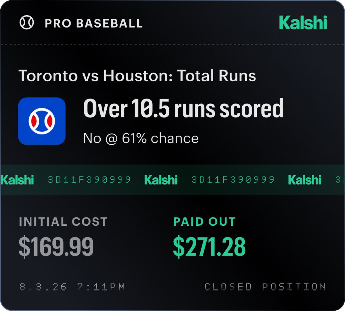 marketmunch_'s tweet photo. Blue Jays/Astros under 10.5 ✅

Great win for VIP https://t.co/PEBuJCzDgW