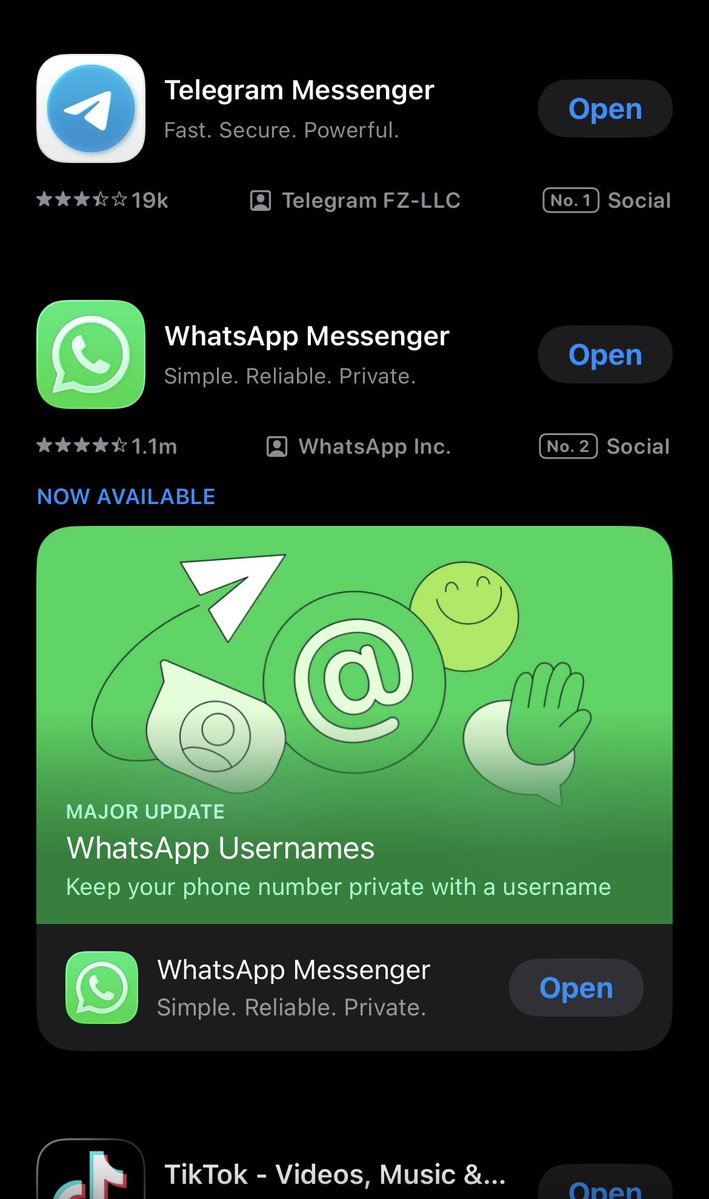 Dannyklips's tweet photo. @WatcherGuru Telegram is officially back on the Apple App Store worldwide after being temporarily taken down. https://t.co/8biInrOyeT