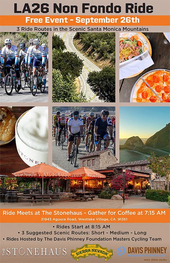 SoCalCycling's tweet photo. Join the “On The House” LA26 Cycling Event Benefiting the Davis Phinney Foundation on September 26th

More info @ https://t.co/bbhNR8kBKc

#Cycling #Bicycling #LA26CyclingEvent #cyclingevents #cyclingevent Davis Phinney Foundation Masters Cycling #funrides #stonehaus #sponsored https://t.co/G7T6WobNYh