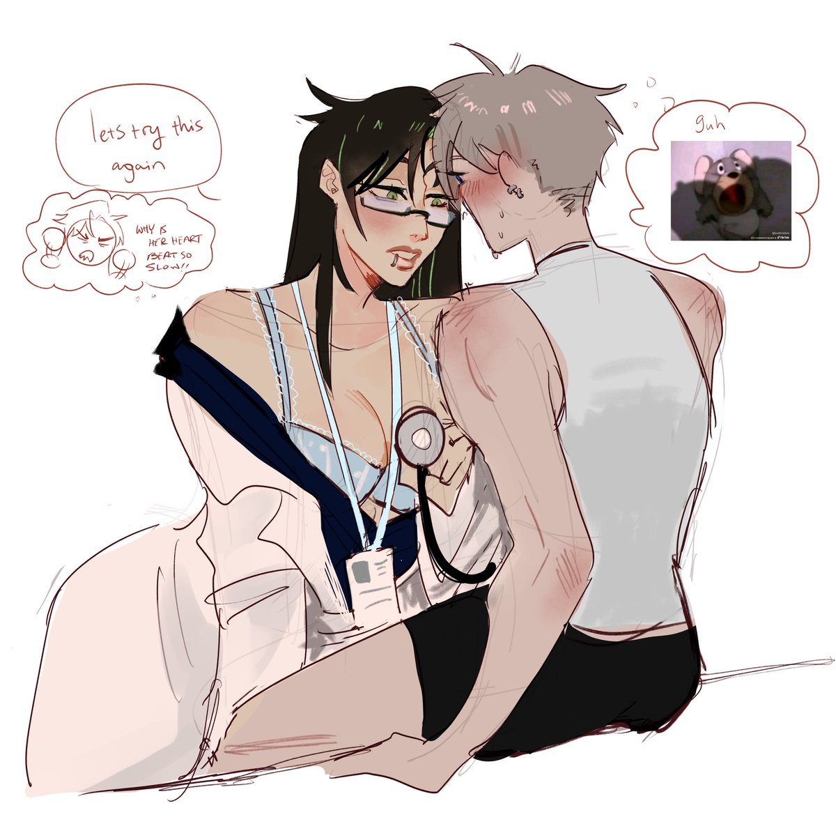 shukillz's tweet photo. warmup!! xavis heartbeat is so slow that zayne has to turn to unprofessionalism to figure out the cause :T!! https://t.co/kzkYUBQgFg