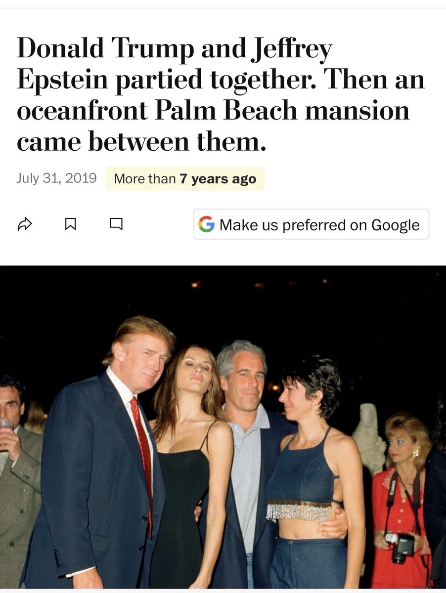 PoliticoChat's tweet photo. @RustCohle215 @ZViralNeonn @petemillarr After they went after the same property in Florida. Before that they were best friends for over a decade and Epstein recruited girls at Mar a Lago. 

Trump then sold the mansion to a Russian oligarch. https://t.co/r16FDlrzXP