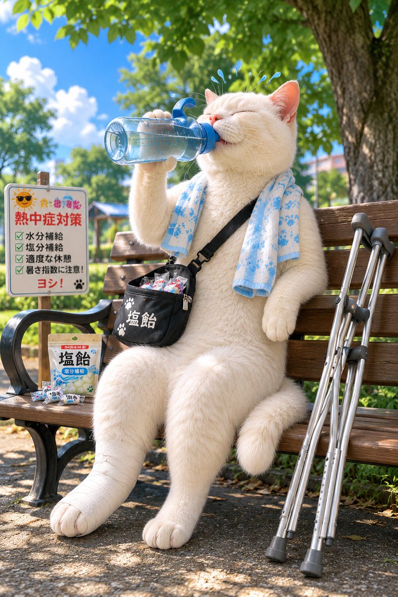 RT @mx72ni59ev88: お昼だにゃん☀️ 暑ぃ~ニャ🥵🥵🥵💦 ゆっくり休憩