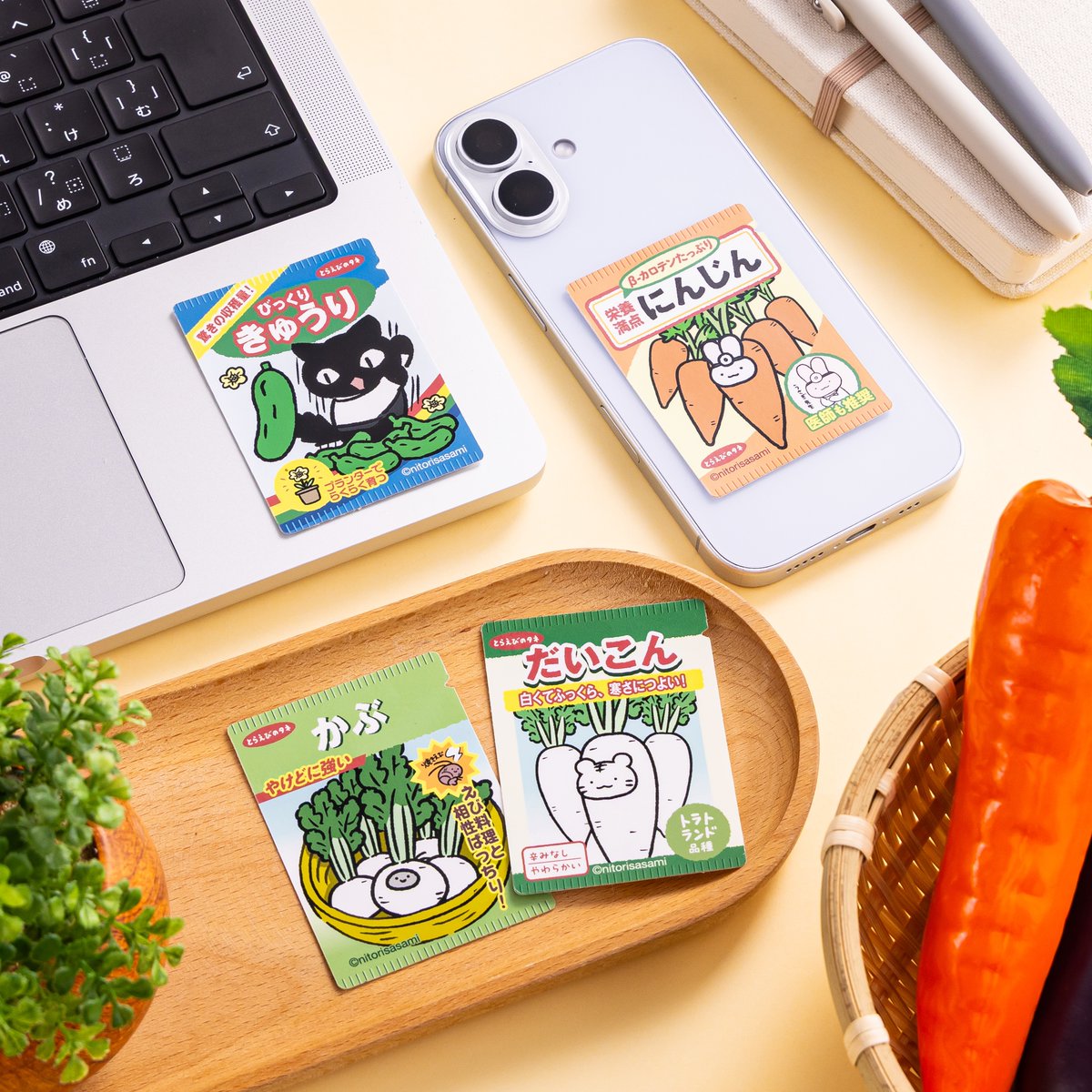 新発売 ／ 『スマホに貼れるサイズのやさいのたねステッカー(全4種
