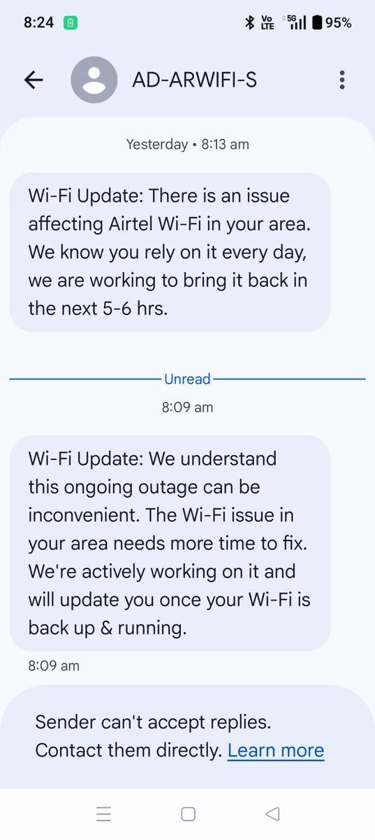 rajnishjhaadv's tweet photo. @Airtel_Presence @airtelindia . Since Saturday there is no internet available at my office. There has been regular intruptions of the WiFi. Unfortunately, your aap is not allowing to register a complaint. The WiFi operates at +91 11 4056 7643. At least provide some alternatives. https://t.co/sATfWGiWIj