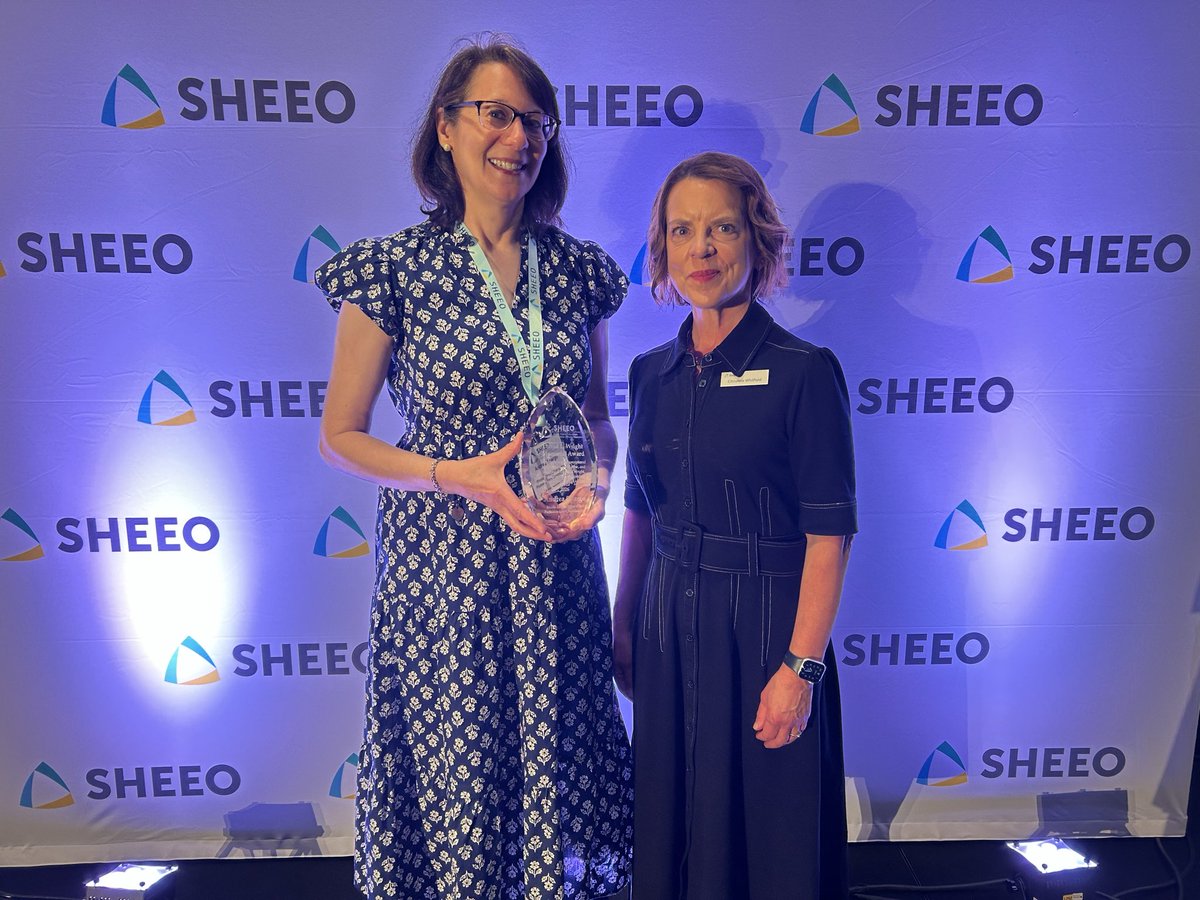 SHEEOed's tweet photo. Andrea Spargo carries forward David Wright’s legacy with thoughtfulness and dedication - demonstrating the very qualities this award celebrates. Congratulations @HigherEdRI on an excellent employee. #SHEEO26 https://t.co/eQA5ri97Bc