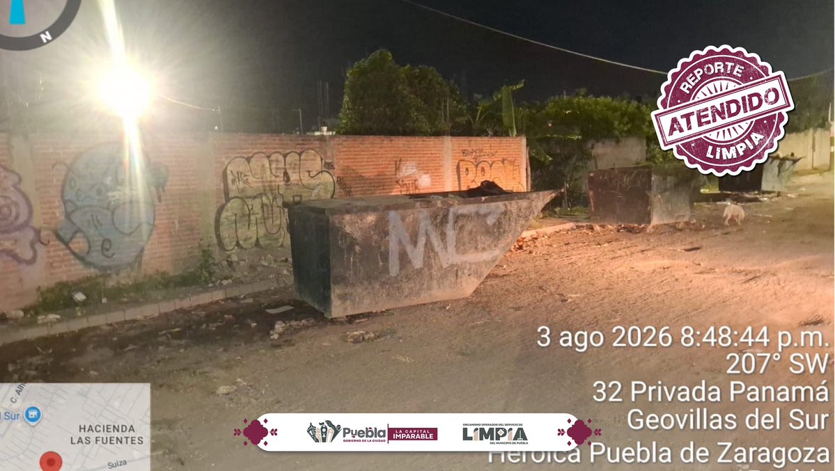 LimpiaPue's tweet photo. @abogado83 @Servicios_Pub @pepechedrauimx #ReporteAtendido | Personal de #LIMPIA realizó limpieza en la zona reportada. ¡Gracias por contribuir al cuidado de nuestra ciudad! 🚛♻️ https://t.co/82rngUutWJ
