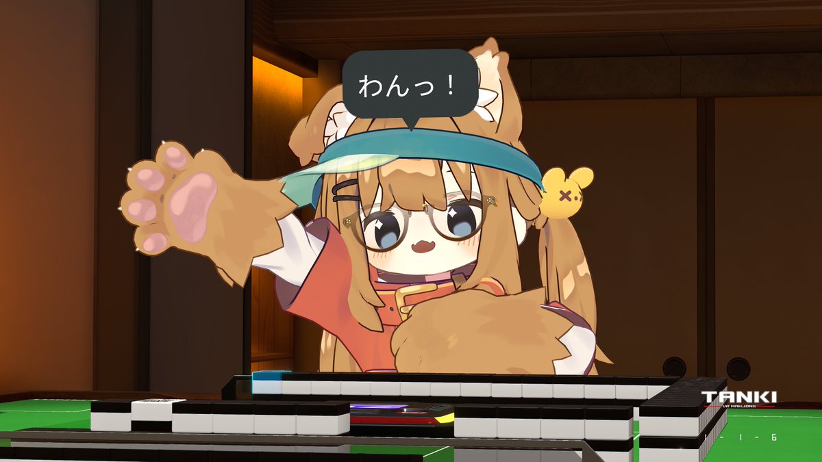Buraychang's tweet photo. 麻雀のルールよく分からないけど、「鳴ける」という事だけ知っているので取り敢えず鳴いてみる子犬。 https://t.co/zO1xgKASvx