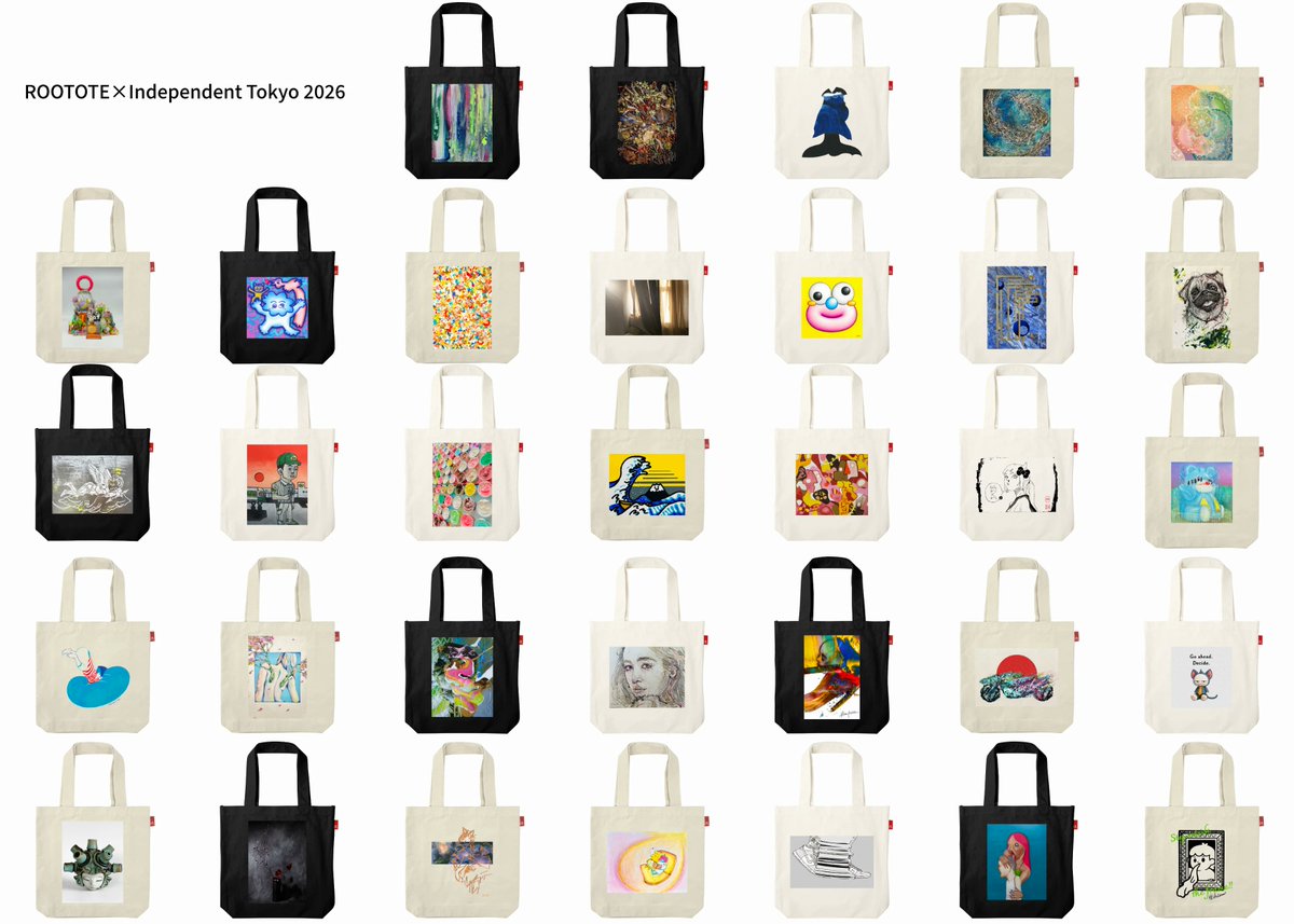 rootote's tweet photo. 作品を「飾る」だけではなく「持ち歩くアート」として日常へ。トートバッグ専門ブランドROOTOTEが、新進アーティストのキャリアを本格的に支援するインキュベーション企画。「Independent Tokyo 2026」出展作家のアートトートが登場します。 #IndependentTokyo2026
https://t.co/BbHZ1OP4Wr https://t.co/h3G7uApsSS