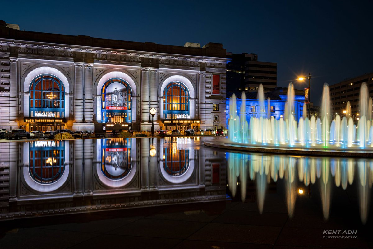 UnionStationKC's tweet photo. Congratulations, Salvy! Tonight, Union Station lights up in @Royals colors in honor of Salvador Perez's new franchise home run record, which will be celebrated by the Royals during a special pregame ceremony this Tuesday.

In 2015, we were honored to host the Royals' World Series Celebration, where Salvy took the stage to celebrate with fans from across the region. Tonight, we're honored to celebrate this remarkable milestone and a player who has not only made Kansas City proud but has also inspired our community through his leadership, generosity, and unwavering commitment.

Photos by Kent Auf Der Heide