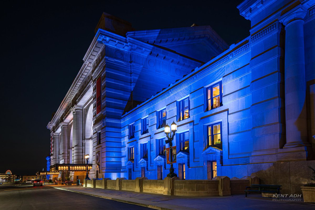UnionStationKC's tweet photo. Congratulations, Salvy! Tonight, Union Station lights up in @Royals colors in honor of Salvador Perez's new franchise home run record, which will be celebrated by the Royals during a special pregame ceremony this Tuesday.

In 2015, we were honored to host the Royals' World Series Celebration, where Salvy took the stage to celebrate with fans from across the region. Tonight, we're honored to celebrate this remarkable milestone and a player who has not only made Kansas City proud but has also inspired our community through his leadership, generosity, and unwavering commitment.

Photos by Kent Auf Der Heide