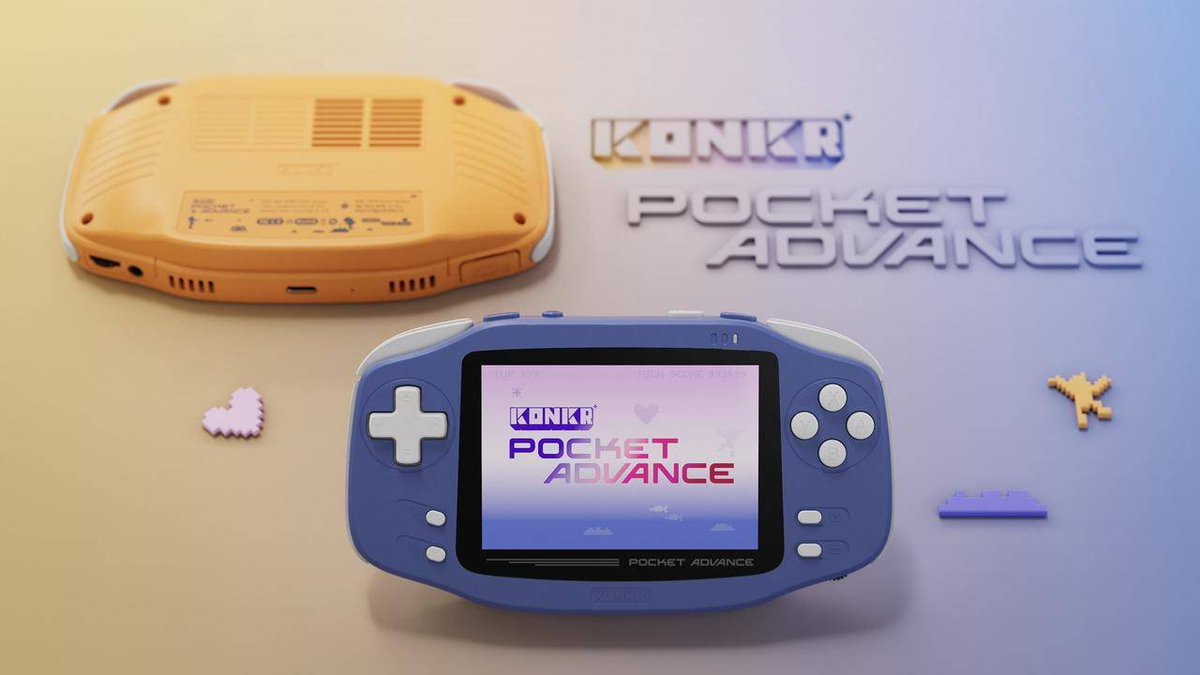 stufflistings's tweet photo. Gadget of the day.

AYANEO made a modern retro handheld that looks straight out of the Game Boy Advance era.

3.5-inch 3:2 display (960 × 640), 4× pixel-perfect scaling, D-pad and ABXY controls, separate L2/R2 buttons, microSD, Wi-Fi 5, Bluetooth 5.0, USB-C charging, headphone jack, and volume wheel.

The KONKR Pocket Advance...