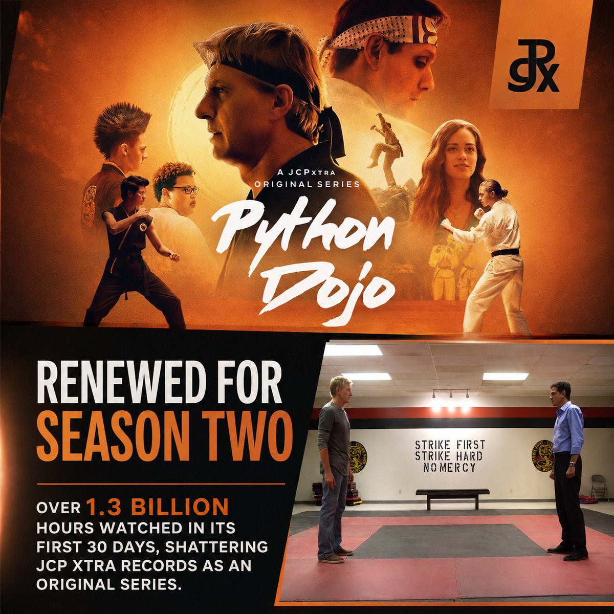 PythonDojoJCPx's tweet photo. Yes, Sensei. @JCPXtra has renewed “Python Dojo” for Season Two. See you next year! https://t.co/9WwXvKk6MJ