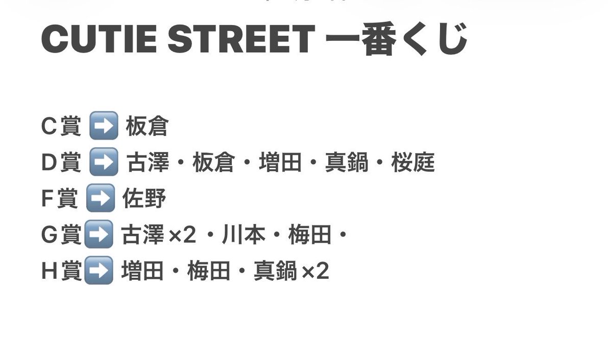 CUTIE_ayaru's tweet photo. CUTIE STREET きゅーすと 一番くじ 買取 交換

譲）画像のもの

求）買取

H賞は1つ500円、まとめての買い取り優先
郵送でのお取引です。
お気軽にお声掛けください！
 #きゅーすと買取 https://t.co/BKEMJqm8Vc