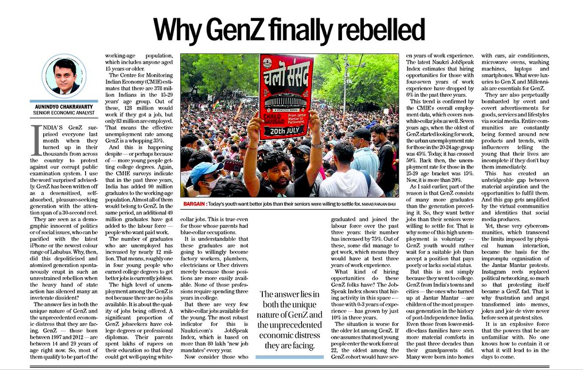 Aunindyo2023's tweet photo. Gen Z Ko Gussa Kyon Aata Hai.

My column in @thetribunechd https://t.co/Rsuu9V0HJ2