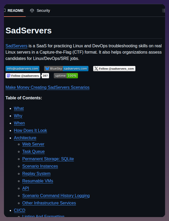 tom_doerr's tweet photo. Practice Linux and DevOps troubleshooting skills on real servers with CTF challenges using SadServers.

https://t.co/ovujdU7V0U https://t.co/UcIGPRwKIh
