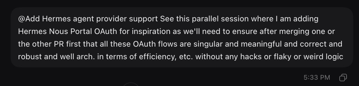 raokarthik99's tweet photo. til something crazy: not only can you "@ mention" a different thread/chat but you can also ask codex to coordinate with them and wire up cross-thread orchestration and sequential workflows super easily! https://t.co/d02QhSTDh7