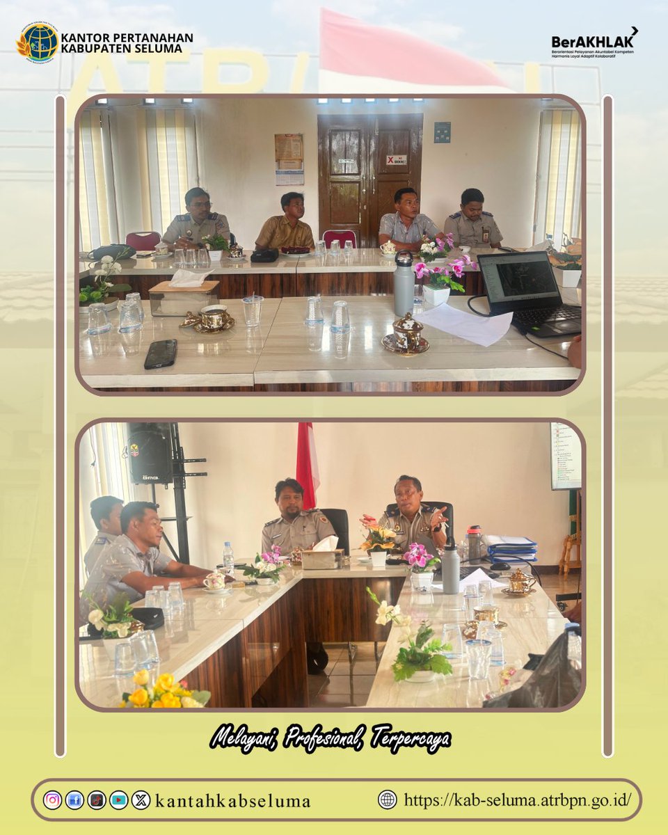 KantahKabSeluma's tweet photo. Kantor Pertanahan Kabupaten Seluma bersama Tim Bidang P2 Kanwil ATR/BPN Provinsi Bengkulu menggelar rapat koordinasi pra-kegiatan GTRA Provinsi Bengkulu sebagai langkah awal menyukseskan pelaksanaan Reforma Agraria di Kabupaten Seluma.
#ATRBPN #GTRA #Seluma https://t.co/mfVmvqVzUE
