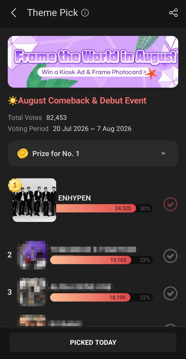 EN_SQUADVT's tweet photo. [CHOEAEDOL | AUGUST COMEBACK POLL]

ENGENEs, vote for #ENHYPEN on AUGUST Comeback Poll on CHOEAEDOL APP!

Let's keep the momentum and stay at #1 until the poll ends!

🗳️DAILY 2 VOTES/ACC
🎯#1

🗓️Ends: 7 Aug, 2026

📎https://t.co/ki8WVJDsPz

REFERRAL CODE: 615834ED

#THE_SIN_BLISS https://t.co/6kVjwDKuXk
