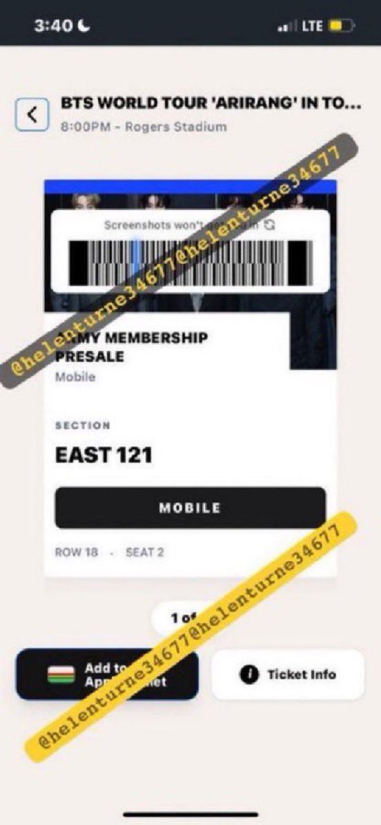 HelenTurne34677's tweet photo. Wts (2) BTS VIP Tickets at ROGERS STADIUM, CANADA

 AUG 23
✨EAST 121 Row: 18 Seat: 2-5
✨Direct side view, no obstructions! Message me if you want these!!

Wts for Under Fv! Dm hmu fellow armys 
🏷️ BTS TORONTO wtb Soundcheck Rogers Stadium #BTS_ARIRANG wtb wts #BTS_WORLDTOUR https://t.co/8bjzfj6cAX